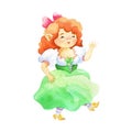 Hand drawn dancing leprechaun girl